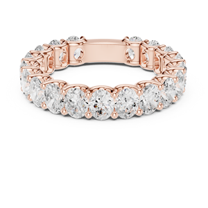 Bague d'éternité en or rose avec diamants taille ovale, alliance de luxe, bijoux fins pour femme, bague de fiançailles - Product Image 2