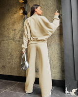 Nouveau femmes survêtement 2 pièces sweat à capuche zippé et jogger ensemble casual vêtements de sport polaire sweat à capuche surdimensionné 2 pièces ensemble femmes