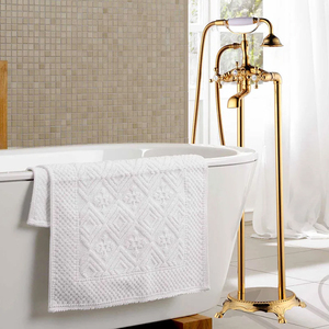 Baignoire autoportante de style européen à poser au sol avec double robinet à bouton croisé et douchette téléphonique HD-TF012 - Product Image 4