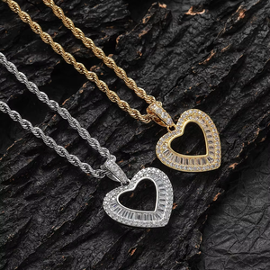 จี้หัวใจเปล่าแบบเรียบง่าย เครื่องประดับฮิปฮอป อุปกรณ์เสริม ทองแดงฝังเพทาย ดีกว่าจี้หัวใจเปล่ารักลืมเลือน - Product Image 1