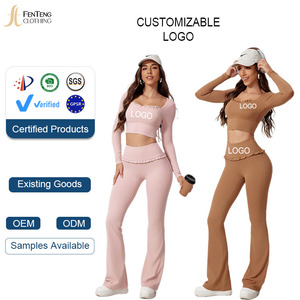 Conjunto de Yoga Personalizado Under <span class=keywords><strong>Lulu</strong></span> con Cuello Cuadrado, Sensación de Segunda Piel, 2 Piezas, Ropa Deportiva para Mujer, Leggings de Cintura Alta Oeko-Tex - Product Image 1