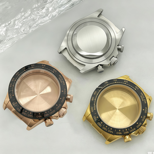 Boîtier de montre multifonction en acier inoxydable, or rose, 39mm, saphir, bracelet en caoutchouc, boucle réglable pour mouvement VK63A, 29.5mm - Product Image 6