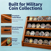 Présentoir à pièces de monnaie en bois à 3 niveaux, support de rangement pour médailles de collection, étagère de présentation réglable pour collection