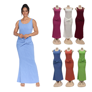 เดรสแฟชั่นฤดูร้อนแบบใหม่ ขายส่ง ทรงมิดิ ผ้าทอ แต่งโลโก้ด้านหน้า สายเดี่ยวรัดรูป สีพื้น เรียบง่าย สไตล์ลำลอง สำหรับผู้หญิง สวยสง่า เซ็กซี่ - Product Image 1