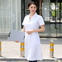 Blouse médicale blanche pour médecin, en polycoton, à boutons-pression, manches longues, col à revers, poches latérales, certifiée CE, pour hôpital, OEM