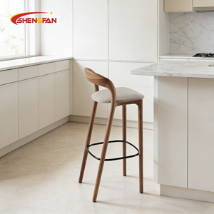 <span class=keywords><strong>Tabouret</strong></span> de bar en bois de frêne personnalisable en direct d'usine, <span class=keywords><strong>chaise</strong></span> haute en tissu pour la maison, l'îlot de cuisine, le comptoir de restaurant, la salle à manger - Product Image 2