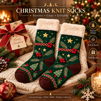 Chaussettes de Noël personnalisées en coton avec motif Père Noël et flocon de neige, pour fêtes de fin d'année, coffret cadeau, chaudes et confortables, échantillon gratuit, lettres hautement personnalisables