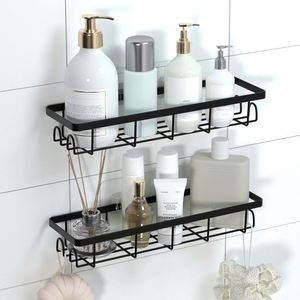 <b>Wall</b> Mounted Silver/Black Classic Metal Bathroom Shelf Free-floating Bathtub <b>Hanging</b> Basket Pot <b>Storage</b> Rack Eco-Friendly - Product Image 4