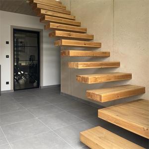 Premium Open Riser Design galleggiante scale in legno sostenibile pedane in legno pesante struttura in acciaio inossidabile per appartamenti - Product Image 4