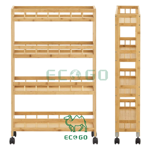 Multifunzione di bambù carrello di stoccaggio <span class=keywords><strong>cucina</strong></span> sottile <span class=keywords><strong>Mobile</strong></span> scaffalature unità che serve 4 livelli carrello carrello con ruote chiudibili a chiave ruote - Product Image 3