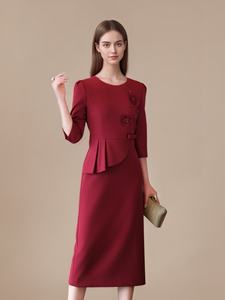 Artı boyutu Midi önlük <span class=keywords><strong>2025</strong></span> bahar zarif kadın 3/4 kollu Peplum bel çiçek dekor kokteyl parti elbiseler - Product Image 2