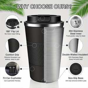 Stainless Steel Insulated Travel Tumbler with Silicone Sleeve 12-24 Hours Thermal Retention for <b>Coffee</b> and Tea - Product Image 4