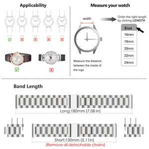 Correa de Metal de Acero Inoxidable 304 al por Mayor con Correa Personalizada de Tres Cuentas para Reloj de 16mm 18mm 20mm 22mm <span class=keywords><strong>24mm</strong></span> - Product Image 2