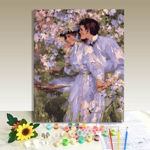 Modern American Style woman and man Unframed Acrylic Painting by Numbers Kit-Eco-Friendly Handmade Durable Home Decor - Product Image 1
