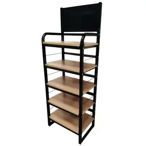 Venda quente supermercado Loja Free Standing 5 Tier Metal Prateleira Floor Stand Jornal Brochura Display Rack