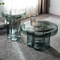 Table basse en verre moderne de haute qualité, table d'appoint ronde en verre soufflé à la main, style Art déco, table d'angle et de côté minimaliste pour salon