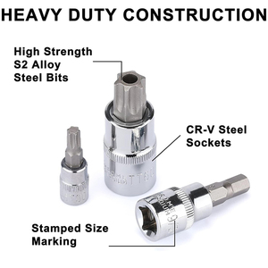 107 1/4 "<span class=keywords><strong>3</strong></span>/8" 1/<span class=keywords><strong>2</strong></span> "набор приводной битовой розетки CR-V S2 стальной шестигранной/Torx/Tamper E-Trox длинный шаровой конец CR-V стали S2 - Product Image 3