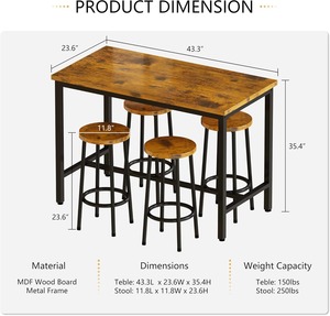 <span class=keywords><strong>4</strong></span> Bàn và ghế ăn mộc mạc màu nâu thanh áp dụng sang trọng retro phong cách thanh bàn Ghế gỗ ăn và ghế - Product Image 6