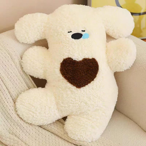 Relleno de algodón de primera calidad Patrón de corazón frontal Encantador cachorro <span class=keywords><strong>feliz</strong></span> Snuggle Juguete de peluche Regalos perfectos Perro de peluche peludo suave personalizado - Product Image 4