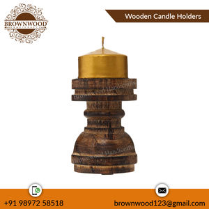 Bougeoirs élégants en bois faits à la main de couleur brûlée pour la décoration de la maison Design de luxe au prix de gros Bougeoir décoratif - Product Image 2