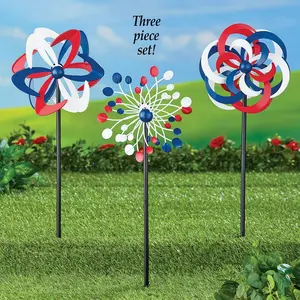 Garden Ornament Pack 3 Wind Spinner para patio y jardín Outdoor Metal Custom Garden Windmill