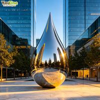 Sculpture moderne en acier inoxydable poli en forme de goutte d'eau, grande taille, pour jardin extérieur, statue d'art paysager à vendre
