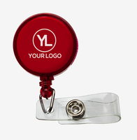Porte-badge rond robuste en gros avec pince crocodile, sérigraphié pour événements d'entreprise et cadeaux