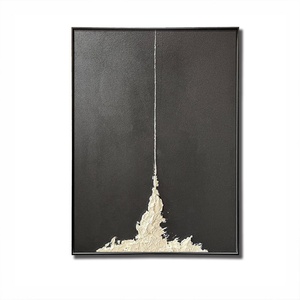 Peinture abstraite contemporaine sur toile encadrée, texture neutre, pour salon, hôtel et décoration murale commerciale - Product Image 6