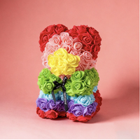 Boîte d'ours en rose réaliste DIY Teddy Fleur éternelle Poupée créative Cadeau de la Saint-Valentin Fête des mères Anniversaire Petite amie Femme