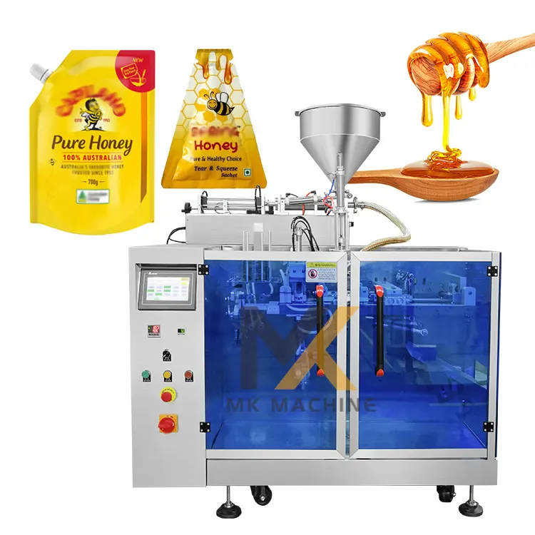 Machine automatique de remplissage de sachets de miel liquide, préfabriqués, 250ml, 500ml