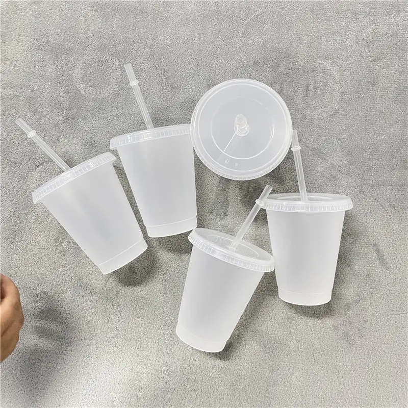Amostra personalizada de plástico fosco, reutilizável, 16oz 480ml, gelo, bebida fria, coleção de tamanhos, copo estádio para bebidas de água fria