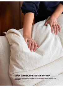 Minimalist White <b>Fabric</b> One Seat <b>Sofa</b> Bed with Pillow Back Upholstered Armless Design for Living Room - Product Image 5