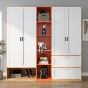 Módulo de Armario Independiente Moderno de 2 m con Estantes Decorativos y Puertas de Panel Plano de 17 mm de Grosor para Muebles de Hogar, Apartamentos y Dormitorios - Product Image 3