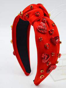 Nuovo Accessorio per Capelli alla Moda per San Valentino, Cerchietto a Cuore con Perle e Strass, Bordo Largo <span class=keywords><strong>Rosa</strong></span> - Product Image 2