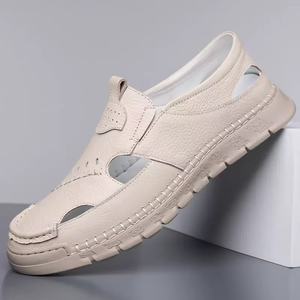 Sandalias de Hombre de Cuero Genuino, Casuales, con Diseño Calado, Antideslizantes, de Suela Gruesa, para Exteriores, Negocios, Estilo Papá - Product Image 4