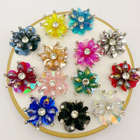 Perles 3D Appliquées de 4 cm, Fleurs en Plastique Faite Main, Patchs à Coudre pour Chaussures, Sacs, Accessoires de Vêtement, Artisanat