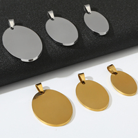 Hongtong – Pendentif ovale en acier inoxydable en forme de cœur, personnalisable, à graver, pour nom, logo ou identification, bijou vierge