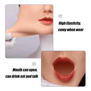 Masque de tête féminin en silicone avec seins, visage de <span class=keywords><strong>femme</strong></span> à gros seins, bonnet E pour travestis, Halloween, mascarade - Product Image 5