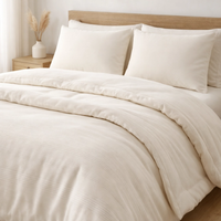 Draps de lit HONI 400TC, housses de couette avec motif rayé, matériau épais et robuste, respirant, durable, literie pour toutes les saisons