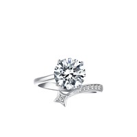 Bague de fiançailles pour femme en diamant de laboratoire IGI 8 cœurs 8 flèches, bijoux de mariée en alliage de luxe léger