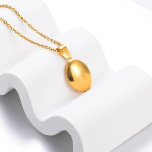 Pendentif médaillon en acier inoxydable poli, pour photos, bijoux, cadeau de fête, couleur argent/or - Product Image 5