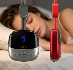 Appareil <span class=keywords><strong>de</strong></span> massage cervical suspendu avec sangle en silicone, 4 modes <span class=keywords><strong>de</strong></span> fonctionnement, 9 niveaux <span class=keywords><strong>de</strong></span> force, adapté pour le bureau, la maison <span class=keywords><strong>et</strong></span> l'usage quotidien - Product Image 1
