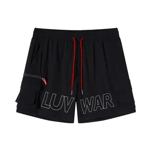 Fashion summer custom rubber patch woven label logo shorts for men