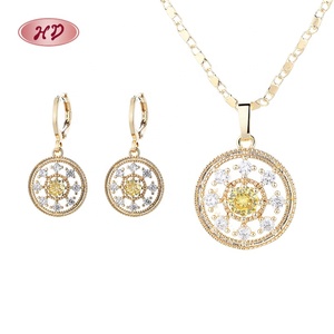 Bisuterie Joyeria Bisuterias Oro Venta al por mayor 18K Chapado en oro Latón Circón Pendientes Y Collares Conjuntos Mujer Conjunto De Joyería De Moda - Product Image 1