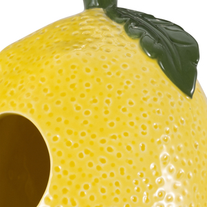 Mangiatoia per uccelli a forma di limone in ceramica, decorazione da appendere all'aperto per giardino o finestra - Product Image 4