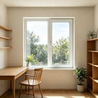 Ventana Abatible de PVC con Aislamiento Térmico Sin Plomo para Viviendas Familiares, Doble Acristalamiento, Vidrio Templado Anti-UV