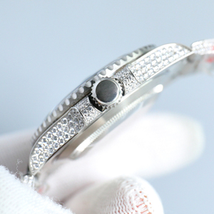 <span class=keywords><strong>Reloj</strong></span> de Acero Inoxidable con Incrustaciones de Diamantes Moissanite, Piedras Preciosas <span class=keywords><strong>Sueltas</strong></span> Redondas para Hombre, Esfera de Cristal de Zafiro, Cierre de Mariposa - Product Image 5