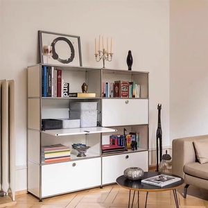 Mueble auxiliar modular de segunda mano de doble capa, almacenamiento para sala de estar y comedor, cubo combinado de acero inoxidable - Product Image 3