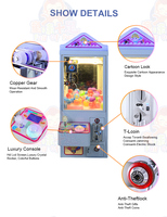 2024 populaire ventilateur griffe grue jeu jouet en peluche humaine petite grue à griffes en métal avec opération de la pièce mini griffe machine équipement d'arcade