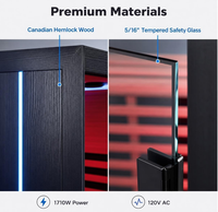 Sauna sec intérieur personnalisé 120V - 2030W, sauna infrarouge intérieur pour 2 personnes à faible EMF avec 9 panneaux chauffants pour la maison